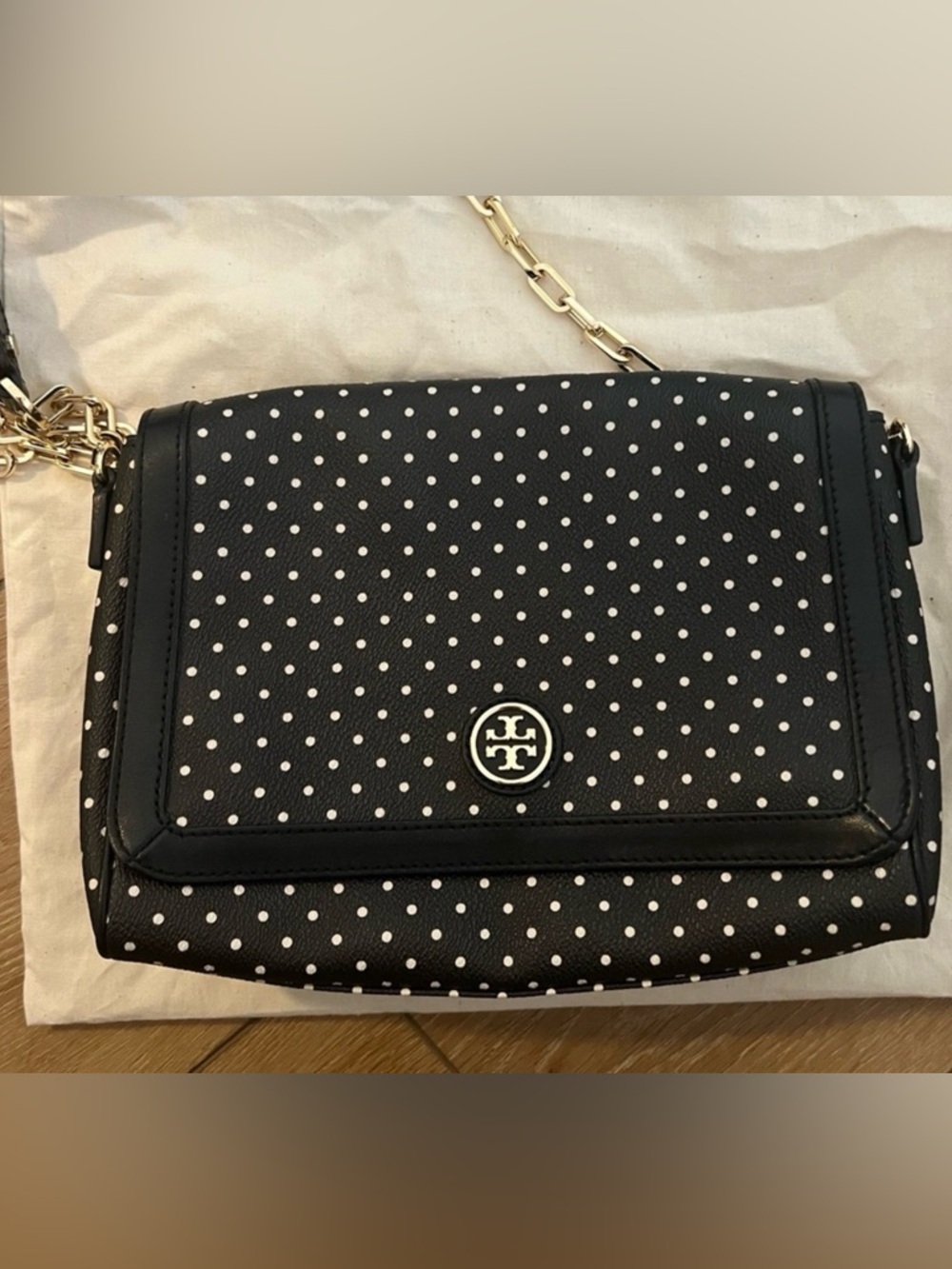 Tory Burch Black Polka Dot Chain Crossbody Bag